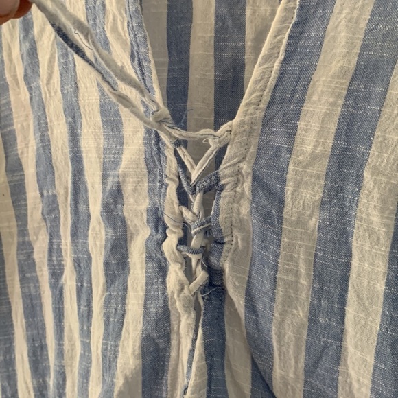 Blue‎ Island blue/white striped fringe cover up, M - Picture 6 of 11